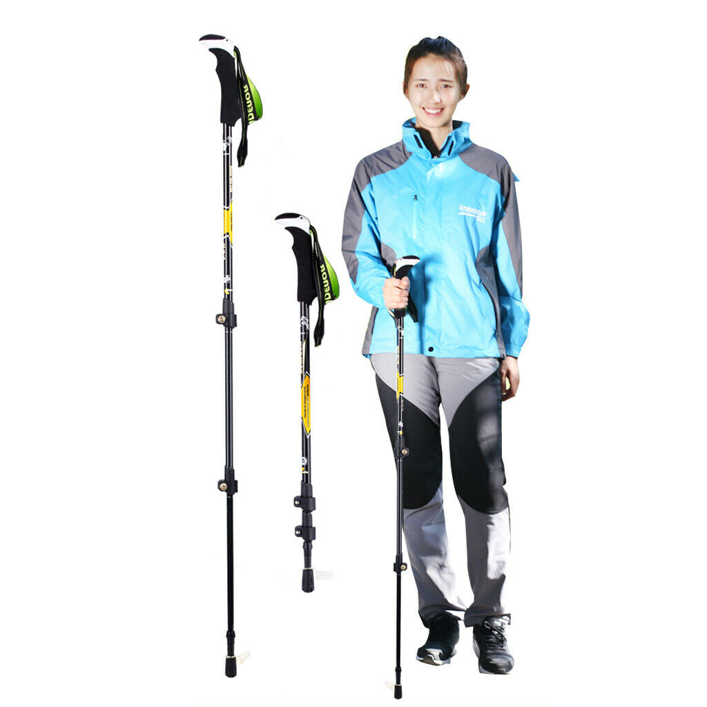 Carbon Fiber Telescopic Skiing Climbing Stick Trekking Hiking Pole Yellow