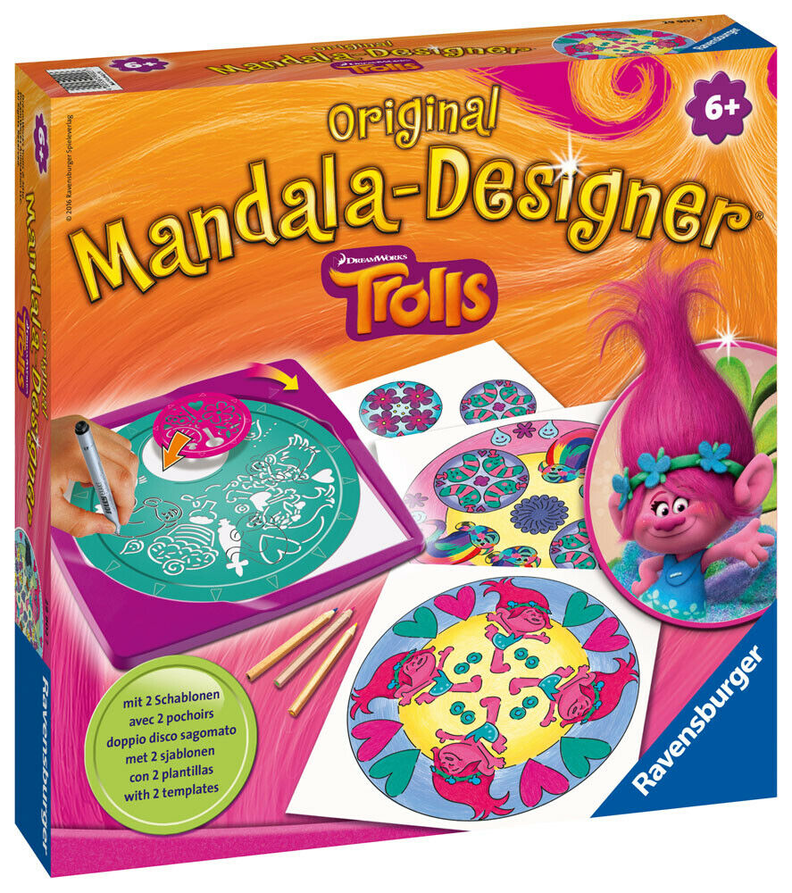 New! 29902 Ravensburger Trolls Mandala-Designer Stencil Set Children Kids Age 6+