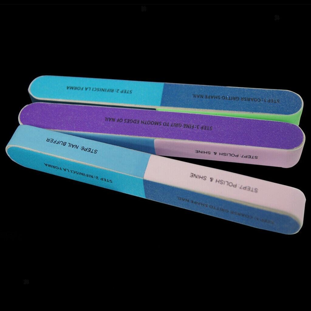 10x 6-way UV Gel Nail Files Toenails Buffing Shaping Buffers for Salon Home