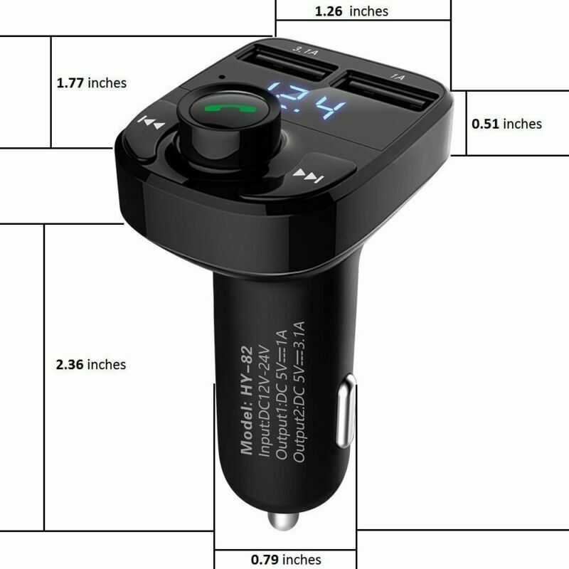 Dual USB Port Handsfree Car Charger Bluetooth FM Transmitter Auto Music adapter