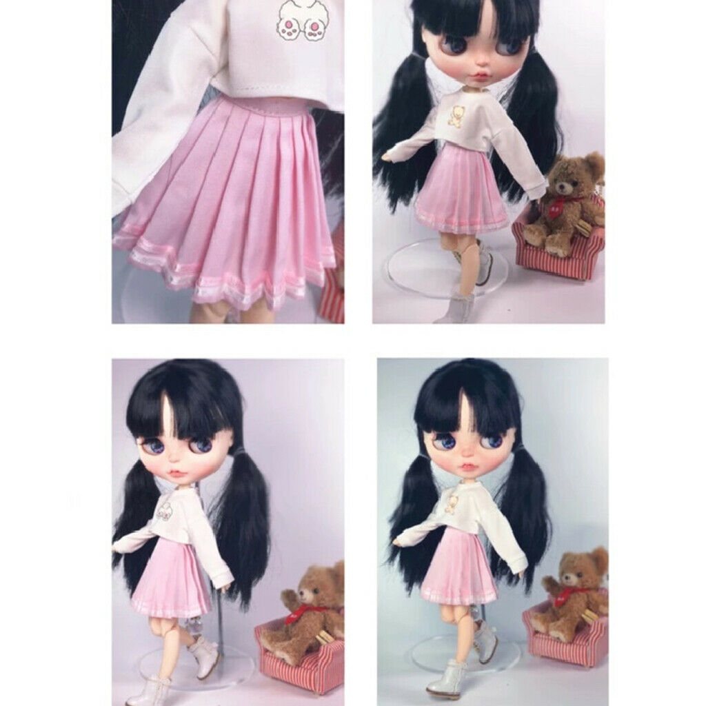 Two-pieces Rabbit Printed Top and Pink Pleated Dress for Blythe/Licca/Azone/BJD