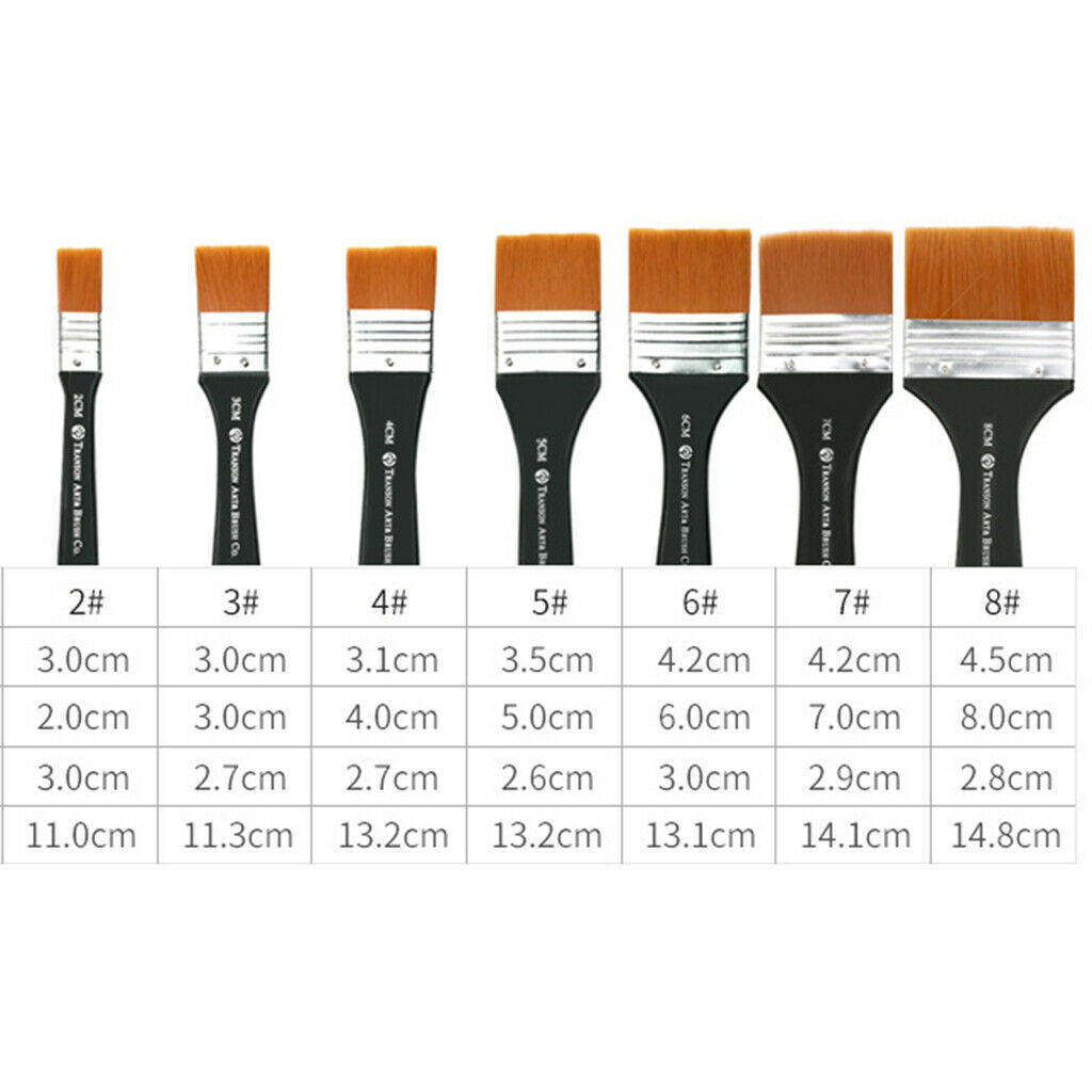 2X Flat Nylon Brush Long Handle Childs NewYear Gift 3cm width,artist brush