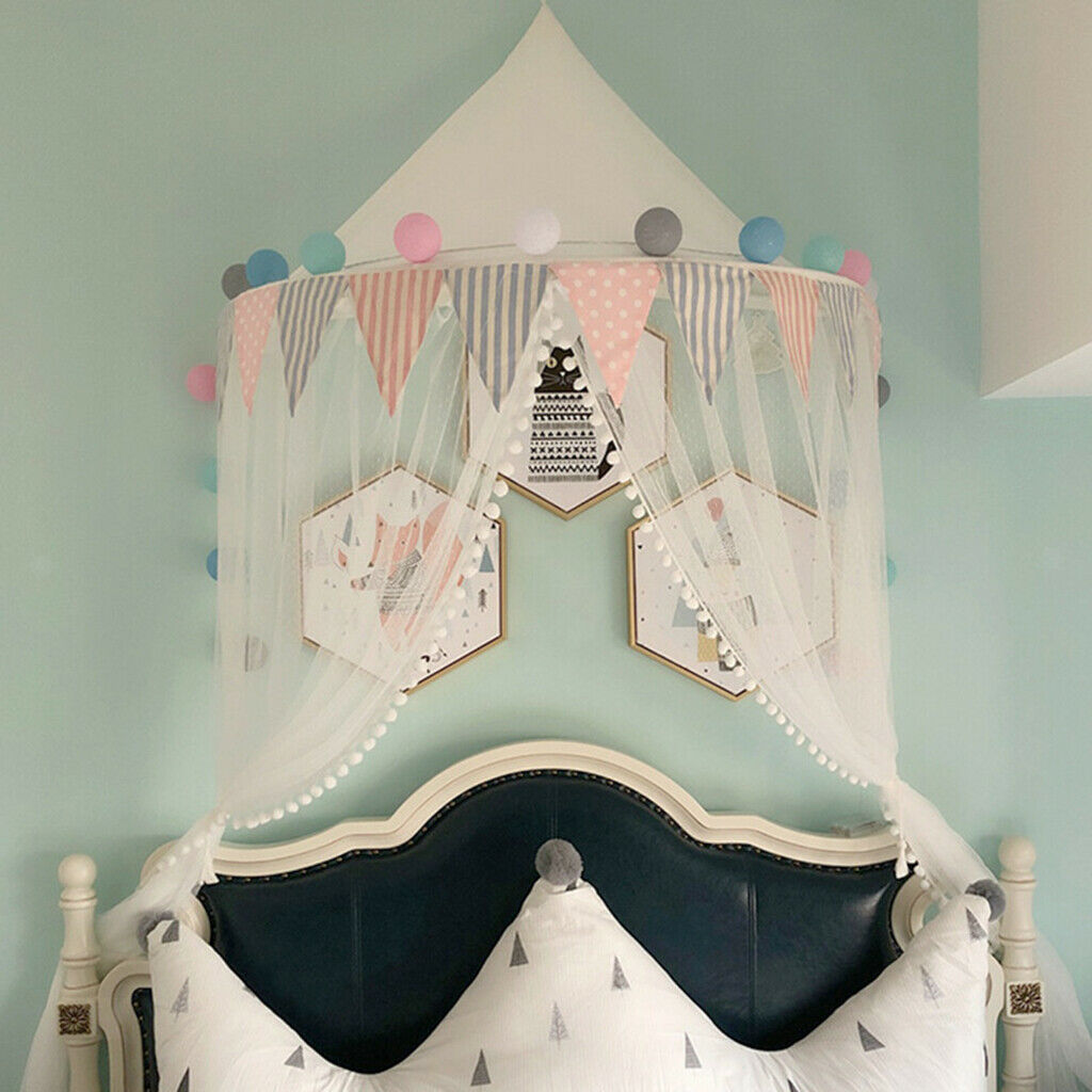 Bed Canopy Princess Mosquito Net Baby Toddler Bedroom Decor - White Small