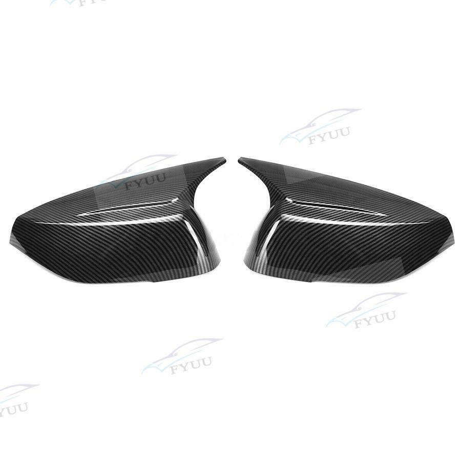 Pair Carbon Fiber Look ABS Mirror Cover Cap For INFINITI Q50 Q70 2014-21 Add On