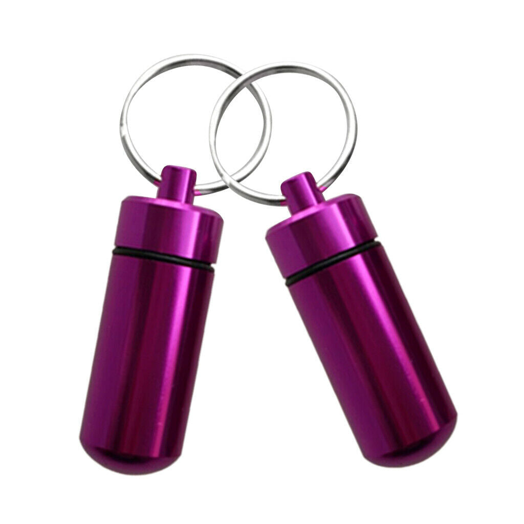 4pcs Aluminium Alloy Pill Waterproof Key Ring Container Multi-purpose 48x17mm