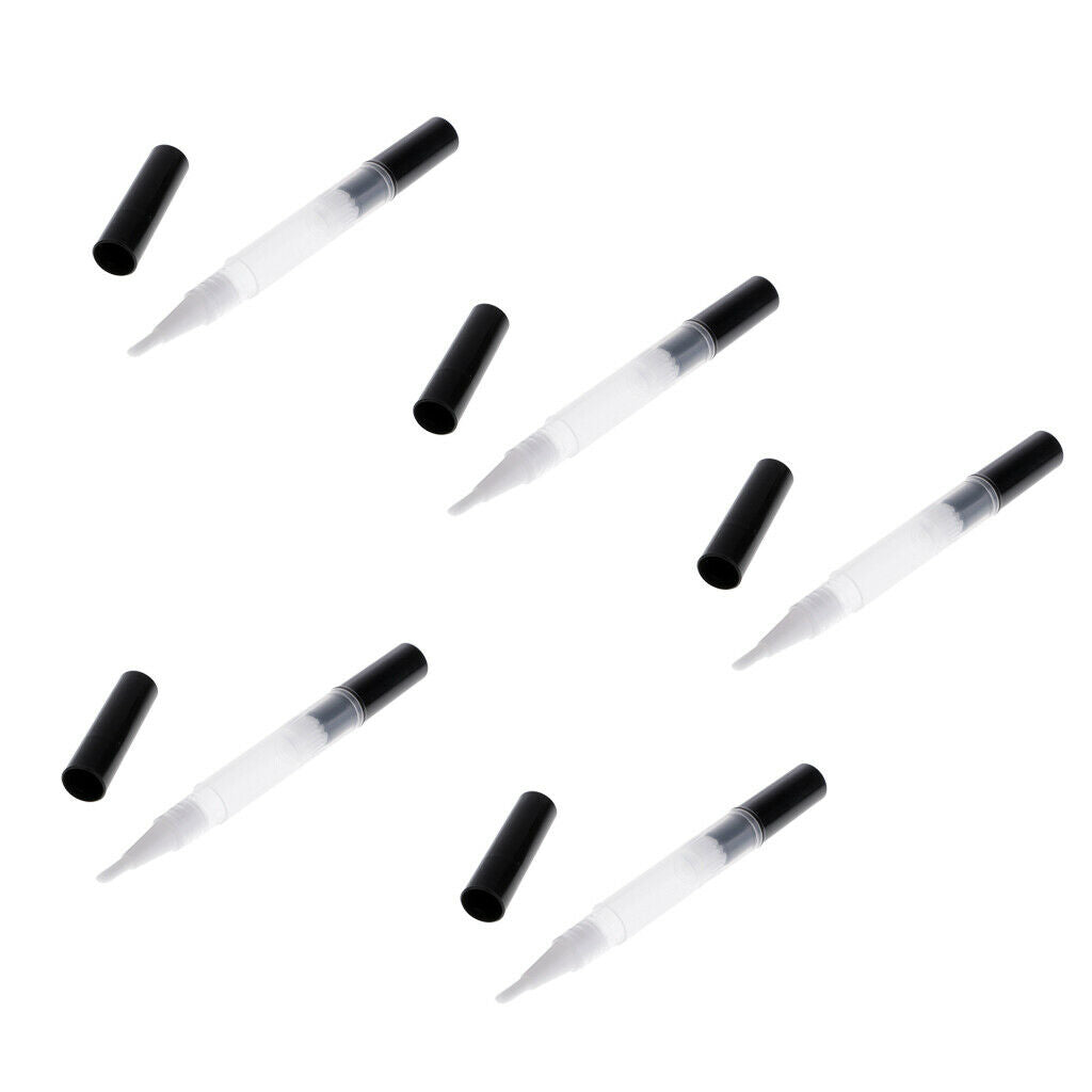 5 Pack Transparent Empty Nail Cuticle Oil Twist Pen Lip Gloss Balm Brush