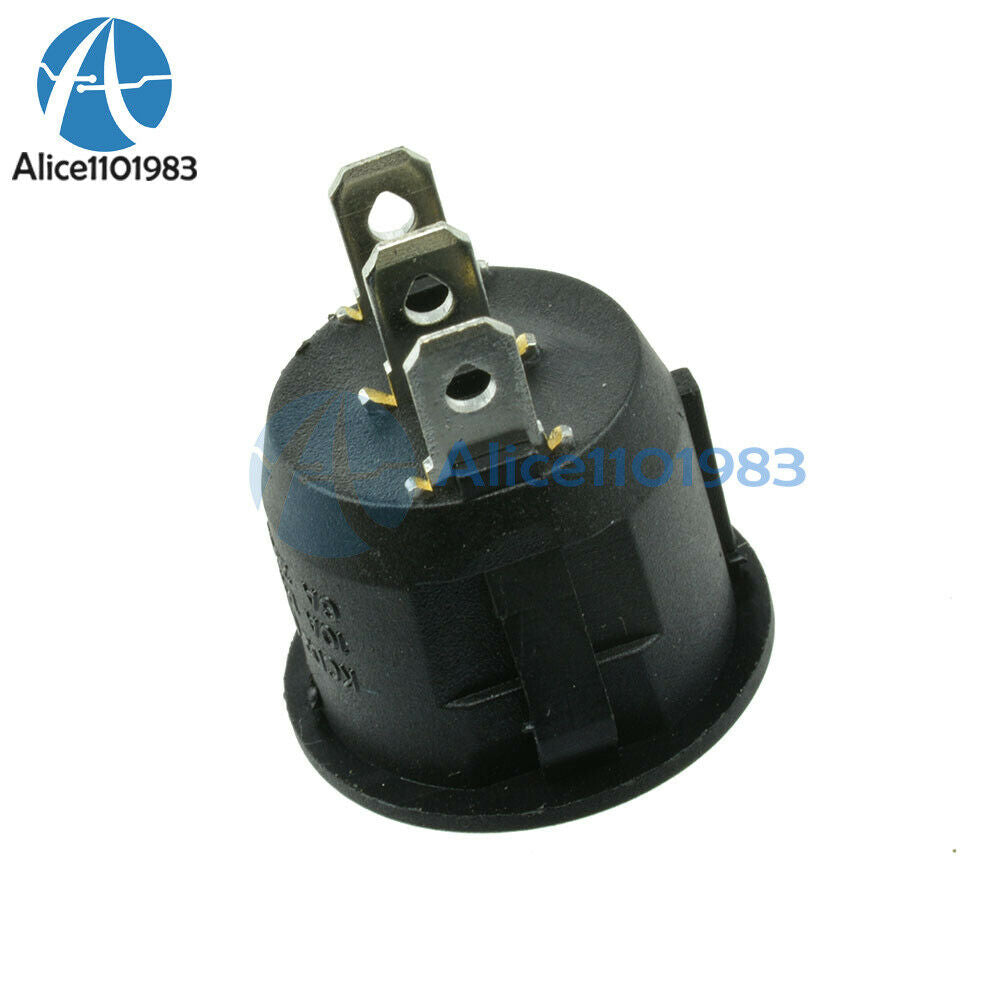 50PCS Black Mini Round Blue 3 Pin SPDT ON-OFF Rocker Switch Snap-in