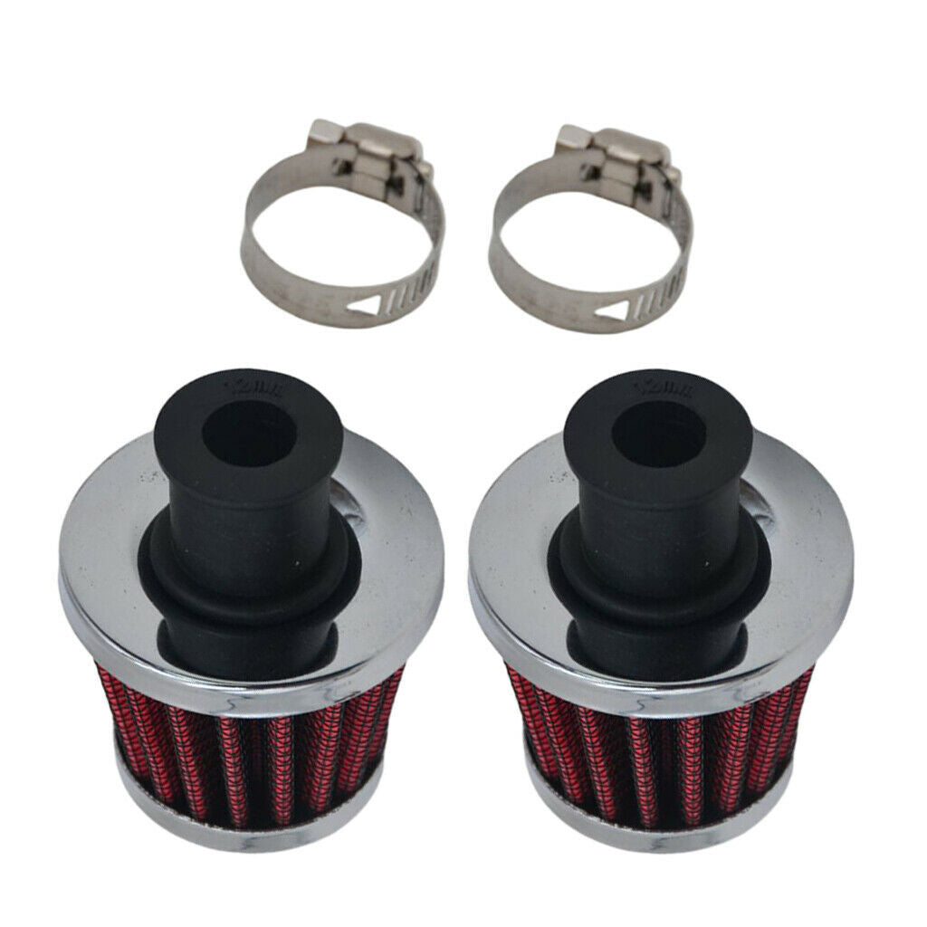 2pcs Oil 12mm Air Intake Filter Kit Crank Case Vent Cover Breather Durable