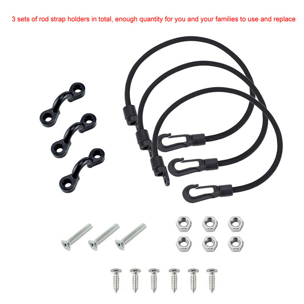 3 Set 15'' Boat Fishing Rod Tamer Strap Saver Holder Elastic Rope Kayak Tool