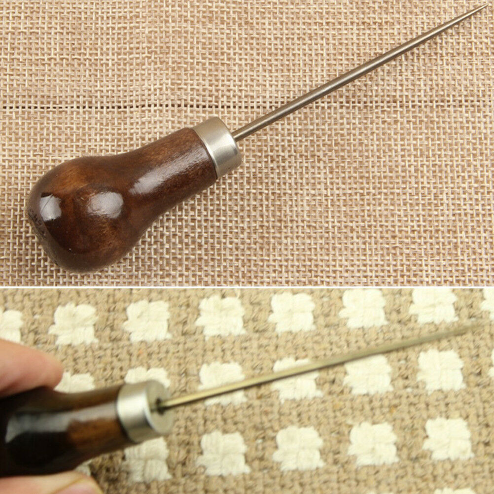 Professional Leather Wood Handle Awl Tools For Leathercraft Stitching Sewi.l8