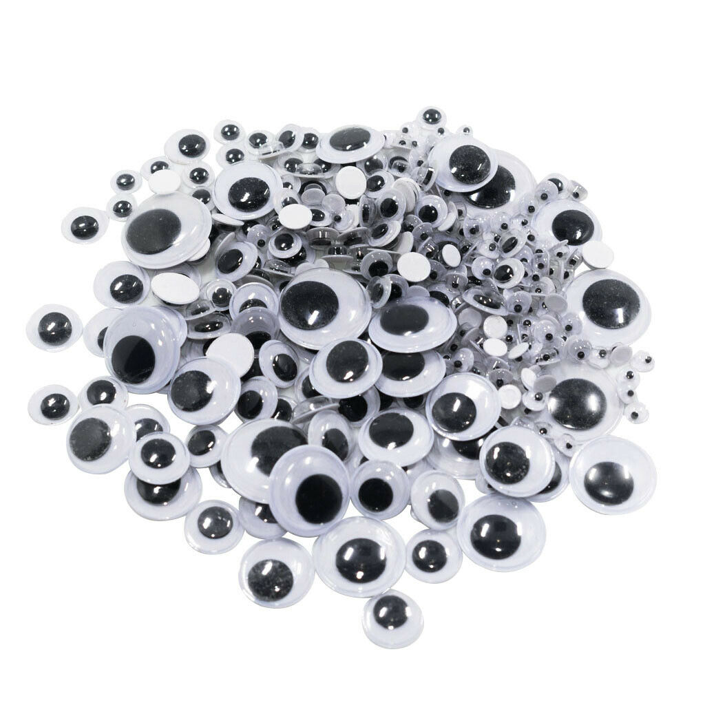 308Pcs Plastic Wiggle Eyes Round Self-adhesive Mixed Sizes DIY Kids Crafts