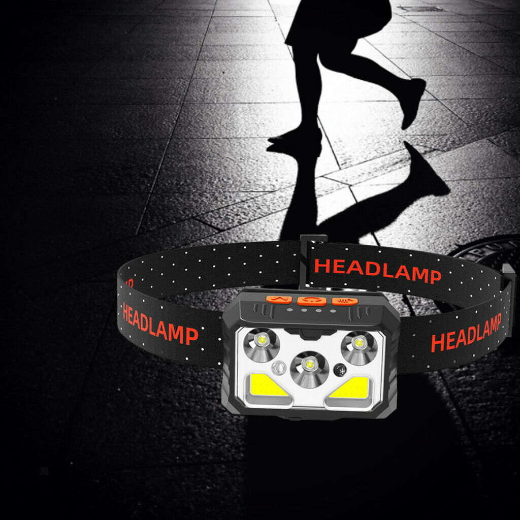 USB Rechargeable Headlamp COB LED Headlight Sensor Flashlight Work Lighting