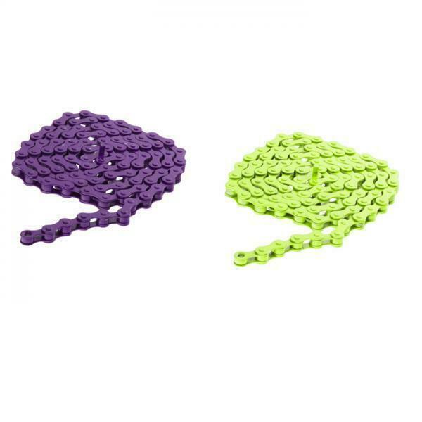 Pack of 2, Single Speed Bicycle Chains - 1/2 x 1/8 Inch, 96 Links, Purple &