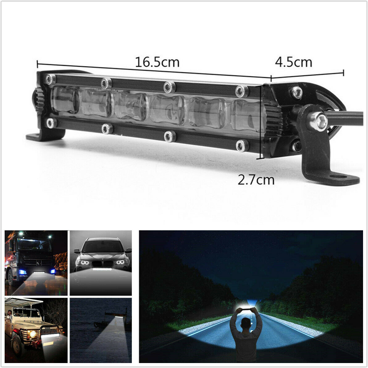 -XN7"inch LED 60W Single Row Car SUV Off Road LED Work Light Bar 6D Flood Beam