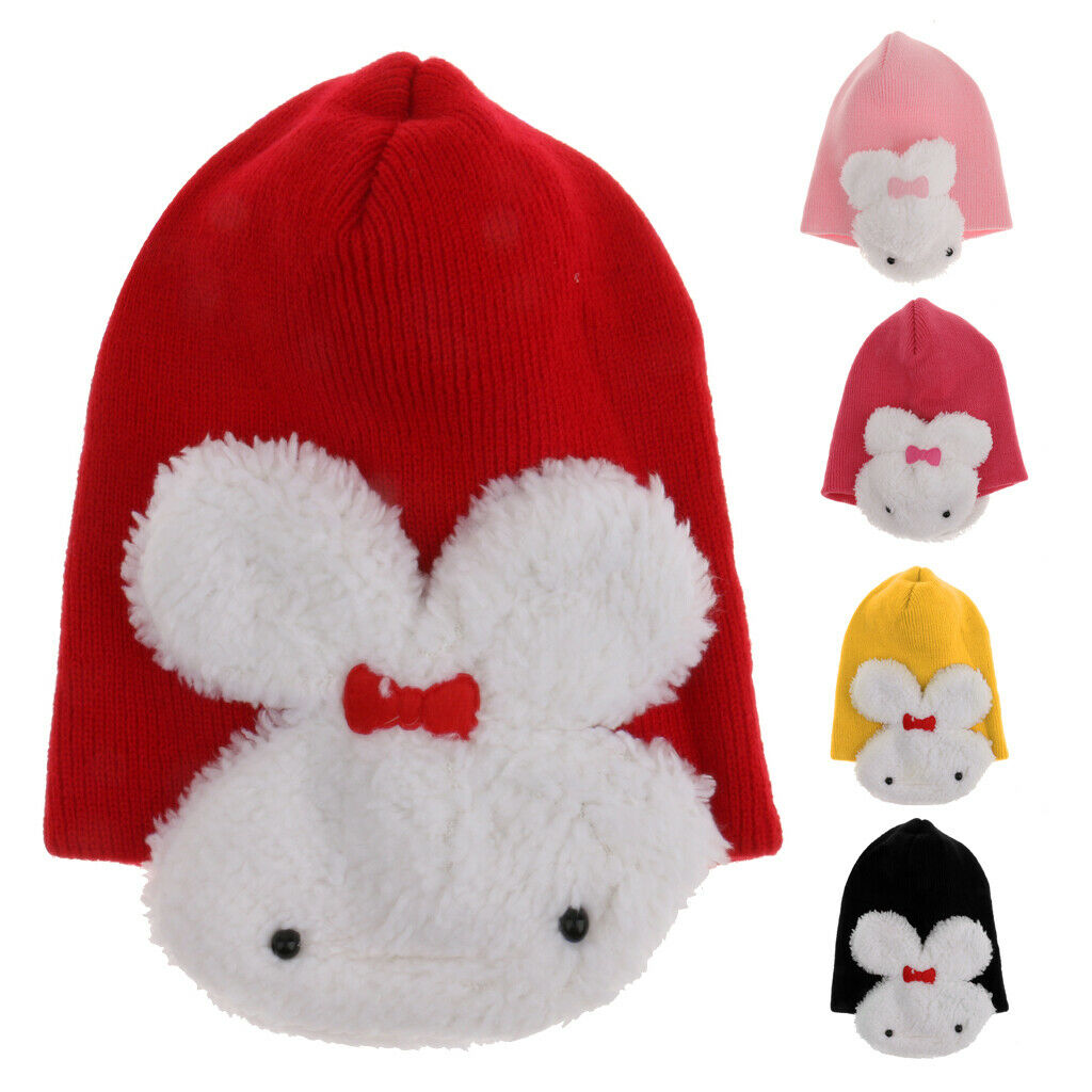 Double Rabbit Ear Protection Caps Warm Winter Knitted   Hat-Yellow