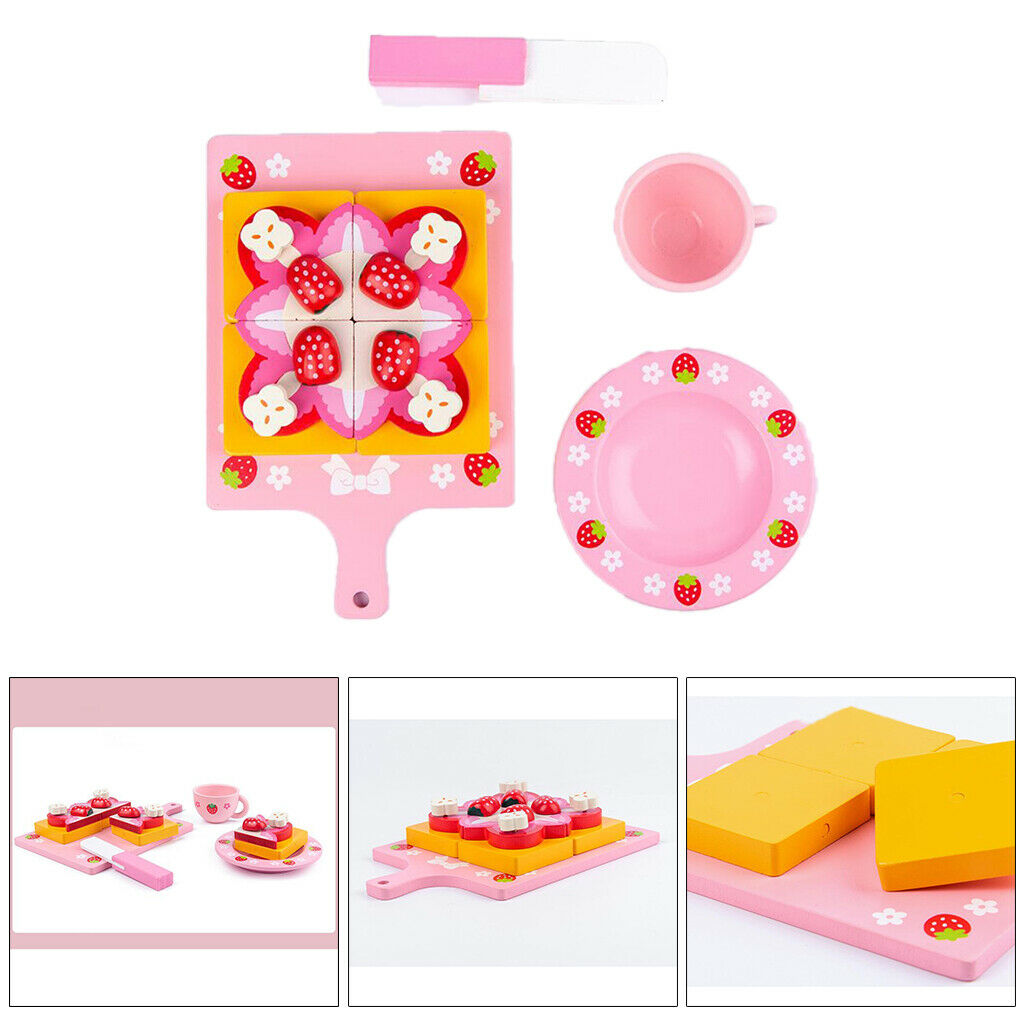 Educational Wooden Toys Food Set Playset Children Cooking Role Play