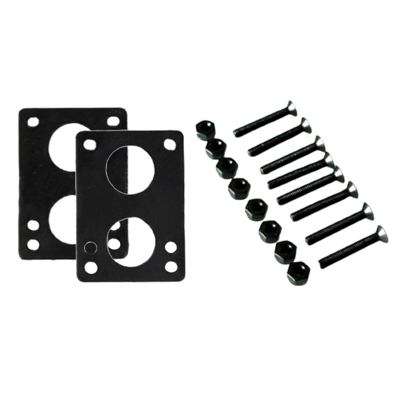 2Pieces Skateboard Flat Shock Pads Decks Cruiser Mounting Hardware Black