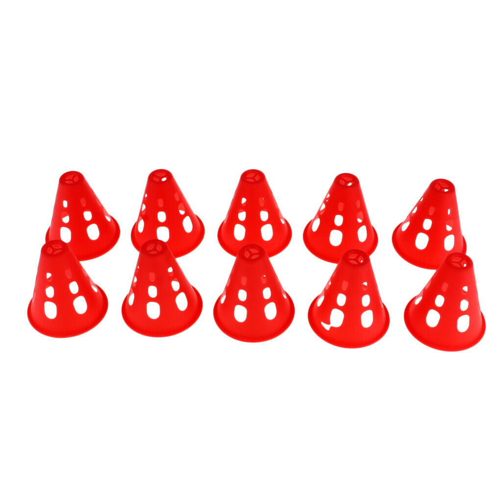 2X  10pcs Plastic Windproof Roadblock Sport Training Traffic Road Cones Red