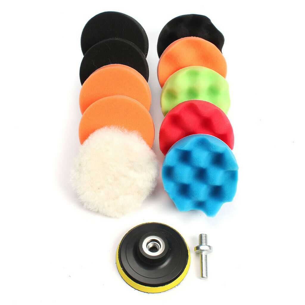 11 Pieces 3 Inch Sponge Polishing Waxing Buffing Pads Kit Set Compound For Auto