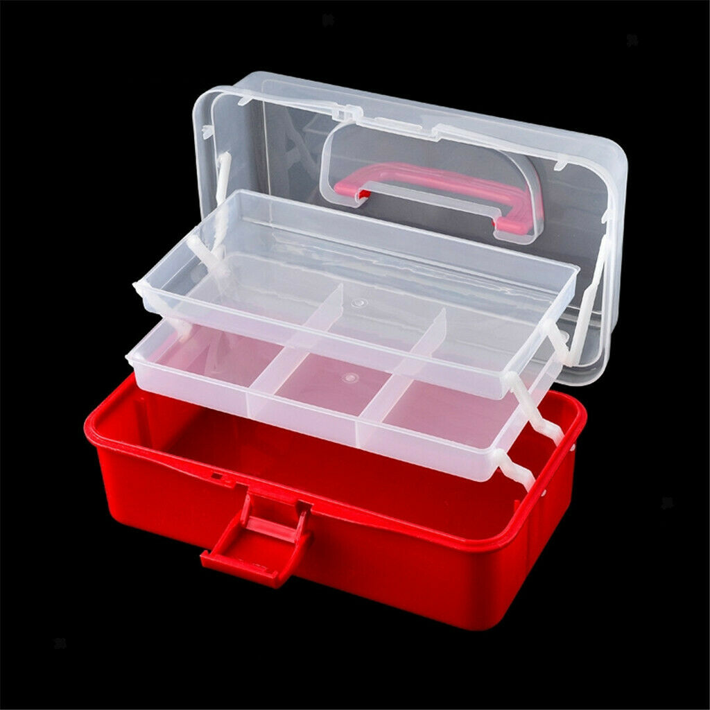 Plastic 2 Tier Trays Crafts Supply Storage Box / First Aid Carrying Case / Nail