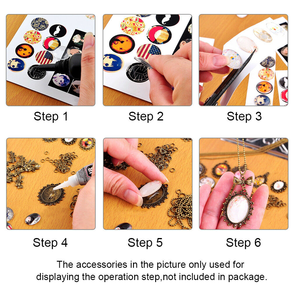 30 Pcs Oval Pendant Trays Bezel with Dome Glass Cabochon for DIY Jewelry Making