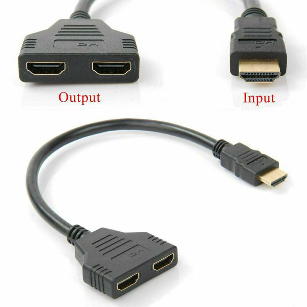 1080P HD One Input to Two Output Adapter Cable HDMI-Compatible Splitter Switch