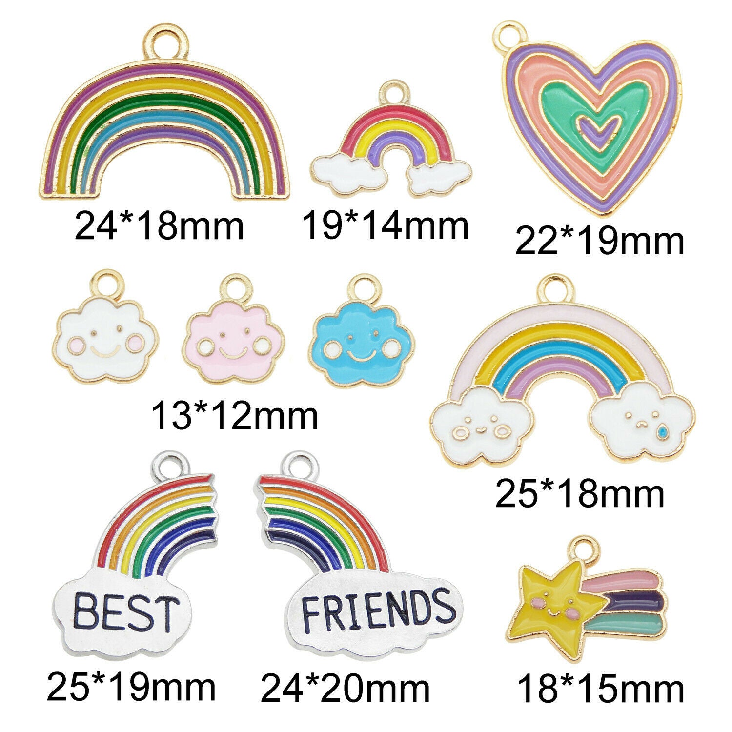 20pcs Colorful Enamel Plated Meteor Rainbow Cloud Pendant Charms DIY Findings