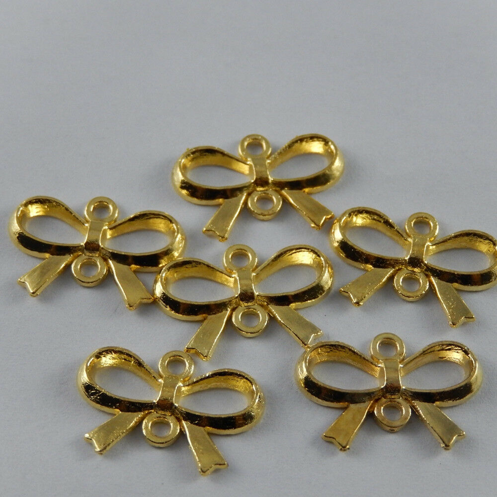 45pcs/lots Golden Color Alloy Bow-knot Jewelry Connector Making Charms Pendants