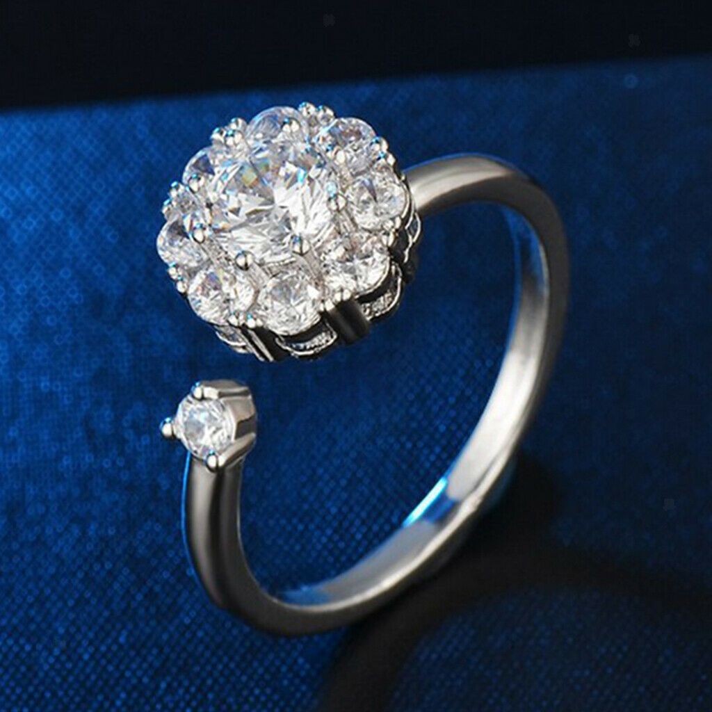 Pack of 6 Lady Wedding Zircon Zirconia Ring Open Anti Anxiety Rings Gift