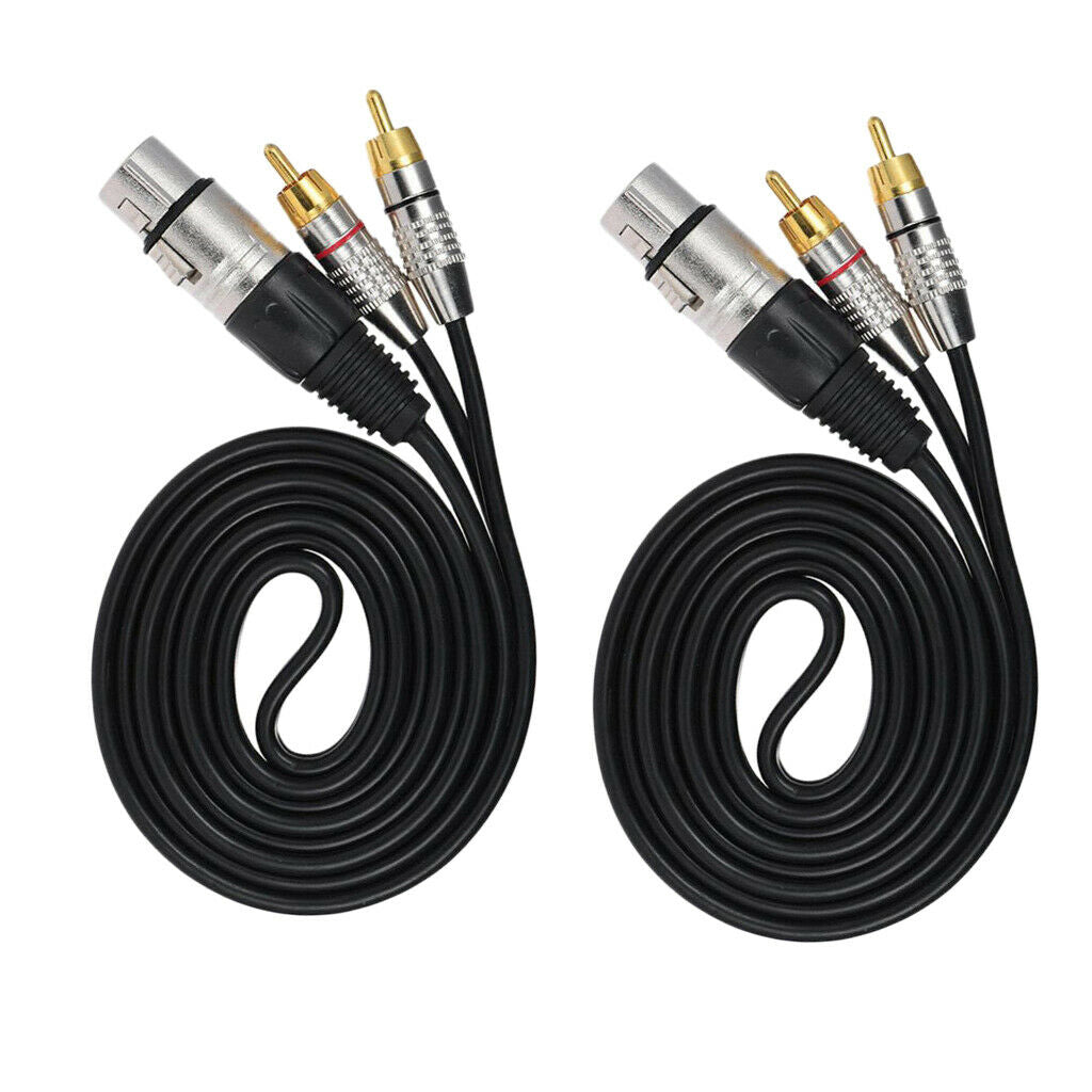 2 Pieces RCA Male to XLR 3 Pin Female Jack Speaker Cable Splitter Lead
