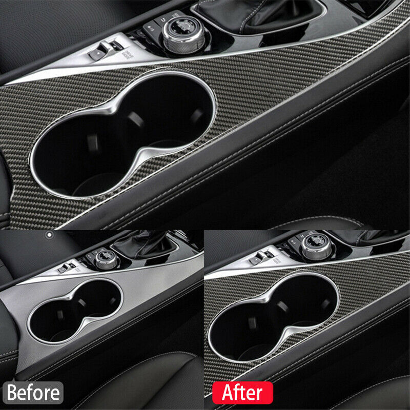 For Infiniti Q50 2014-2019 Carbon Fiber Water Cup Holder Panel Cover Decorative