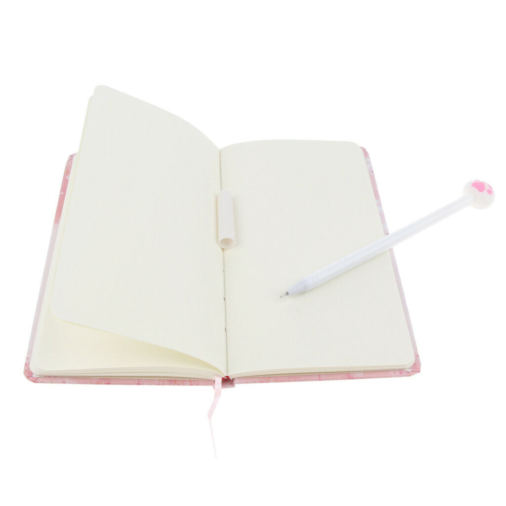 Cute Kitten Hardcover Writing Notebook Pack with Gel Pen #2 Cherry Blossom