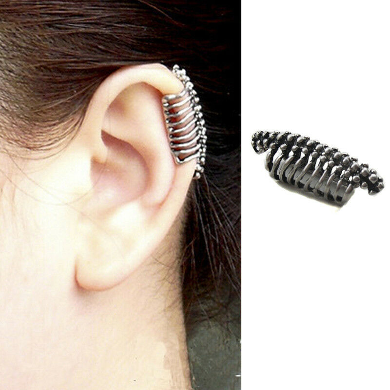 1 Pc Leaf Tassel Stud Earring Clip Metal Punk Ear Cuff Wrap Earrings Fash.l8