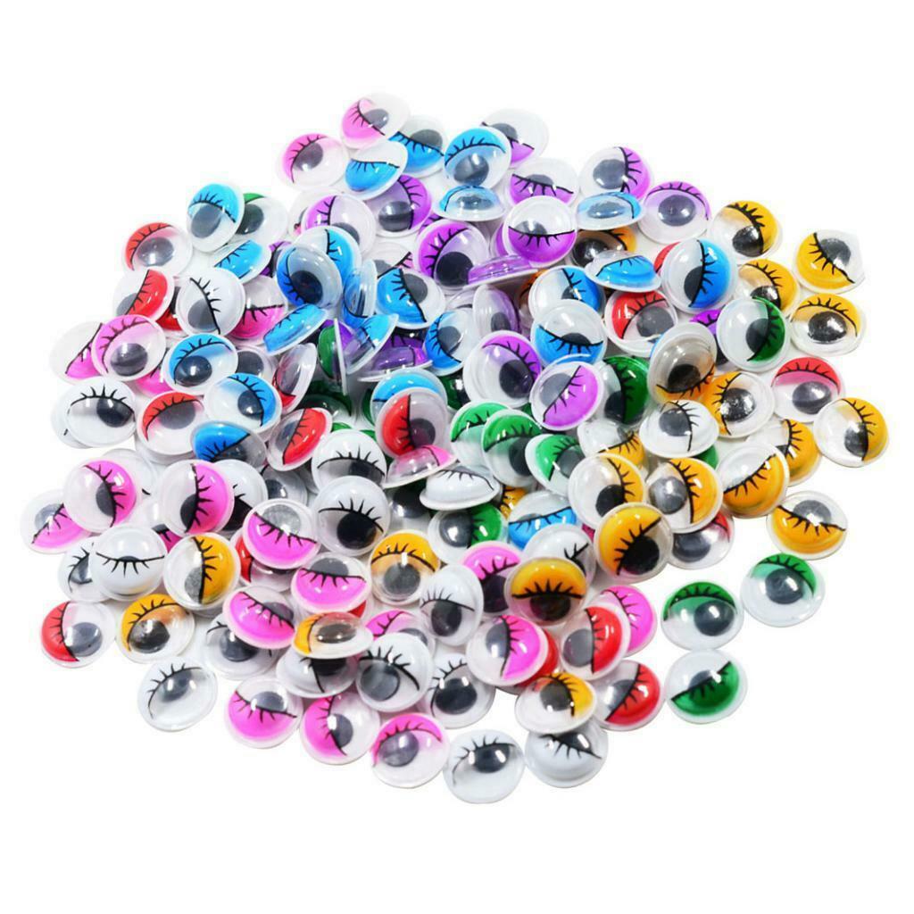 168x Colorful Plastic Wobbly Wiggle Eyes with Eyelashes for Craft Stickers