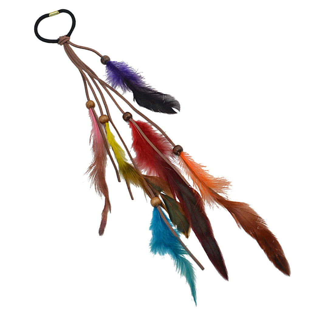 1 piece multicolored bohemian headband braided ribbon feathers headband hair