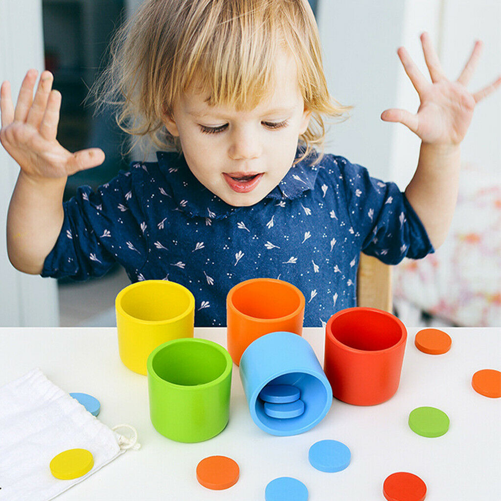 50pcs Counting Coins Matching Sorting Cups Rainbow Sensory Toys   Kit
