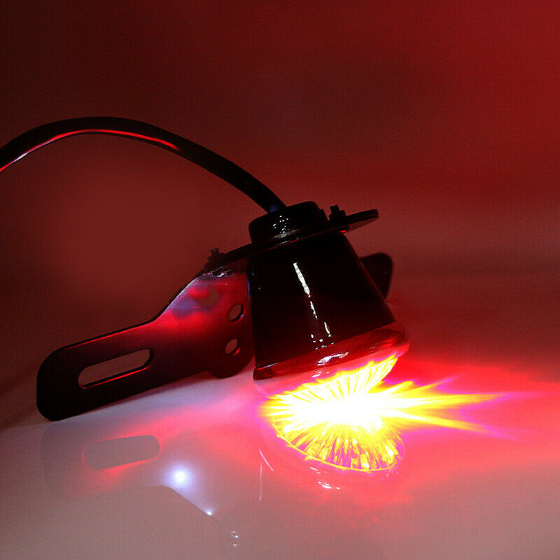 Motorcycle Bikes Aluminum Alloy Retro LED Rear Tail Brake Light Lamp w/ Bracket