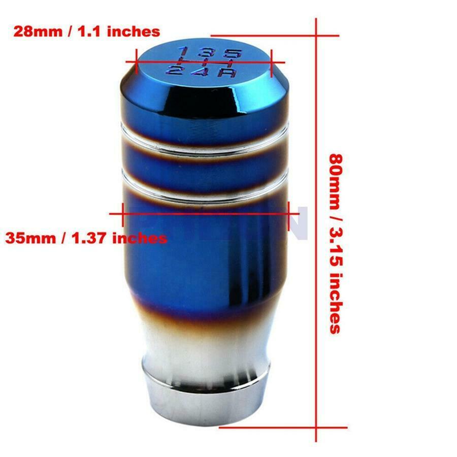 Car 5 Speed Gear Shift Lever Manual Knob Shifter Head w/3 Adpaters 8mm 10mm 12mm