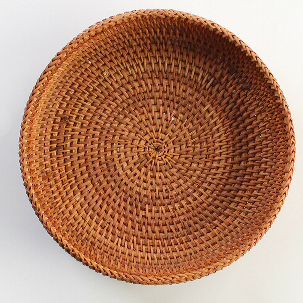 4x Handmade Woven Basket Storage Tea Serving Fruits Bowl Organizer 18cm