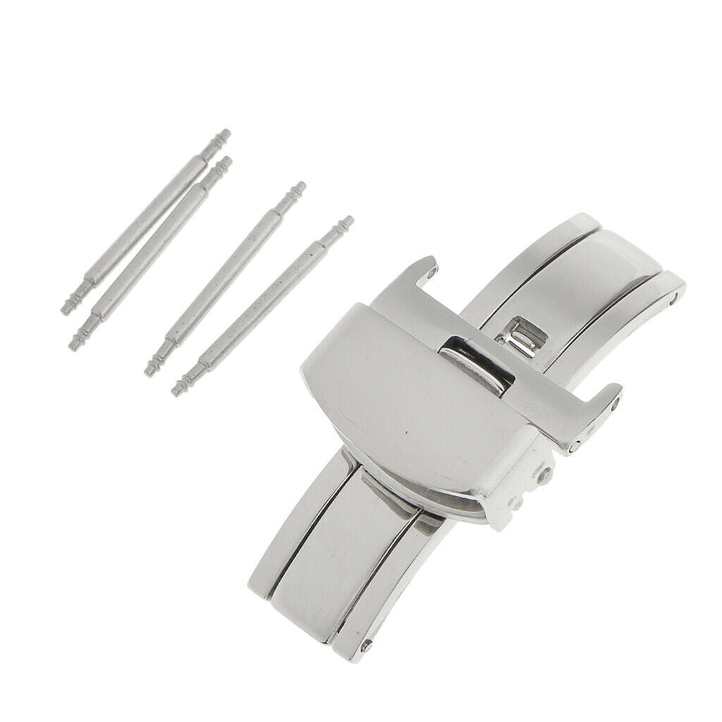 Stainless Steel Butterfly Clasp Watch Buckle Push Belt Strap Clasp 16 mm