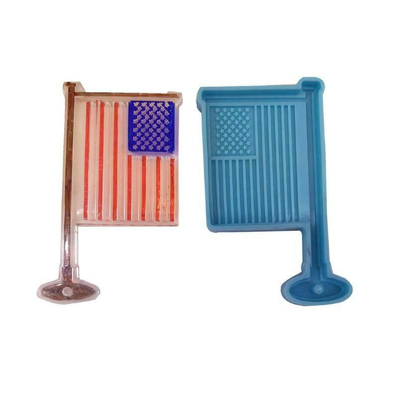 Blue Shiny US Independence Day Flag Keychain Mold for Valentine Love Gift