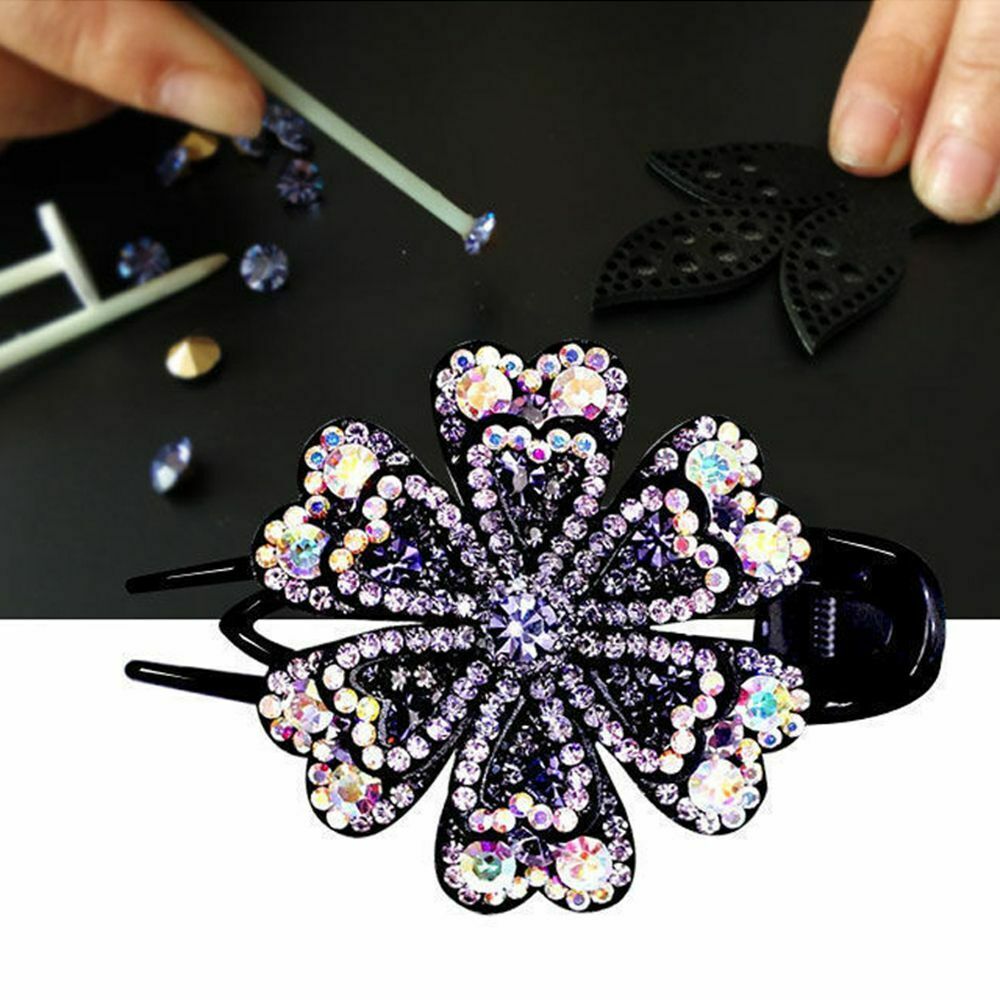 Rhinestone Hair Clip Crystal Flower Duckbill Hairgrip Wedding Dovetail Clips