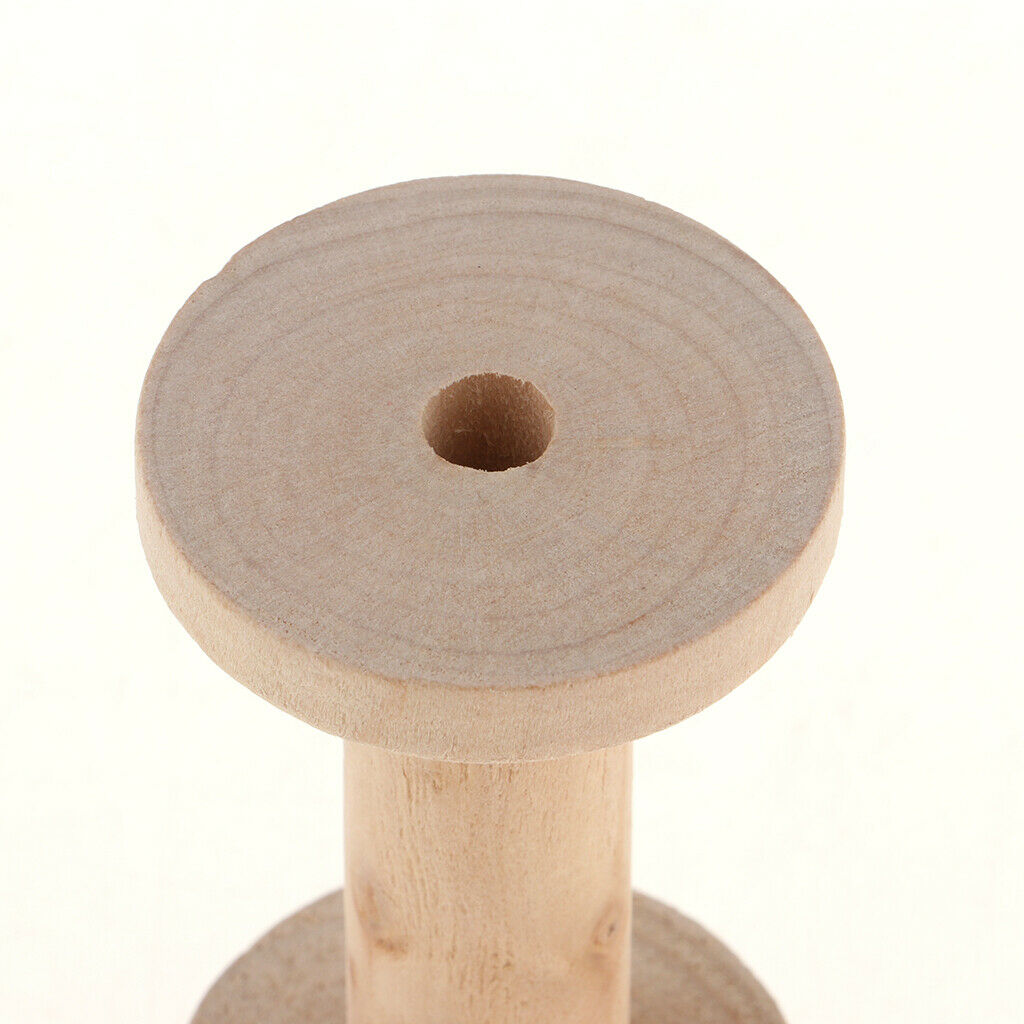 4 Pieces Natural Color Wooden Empty Spools for Thread, Ribbon, Thread, Trims,