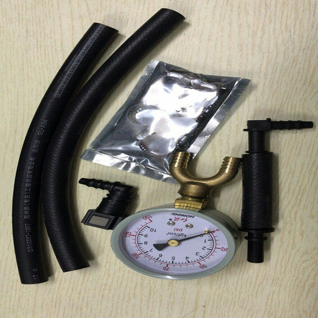 Auto Car Fuel Pressure Test Gauge Analogue Gasoline Hose Adapter Universal