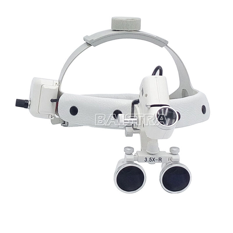 3.5X Dental Surgical Headband Medical LED Light Binocular Loupes DY-106 White