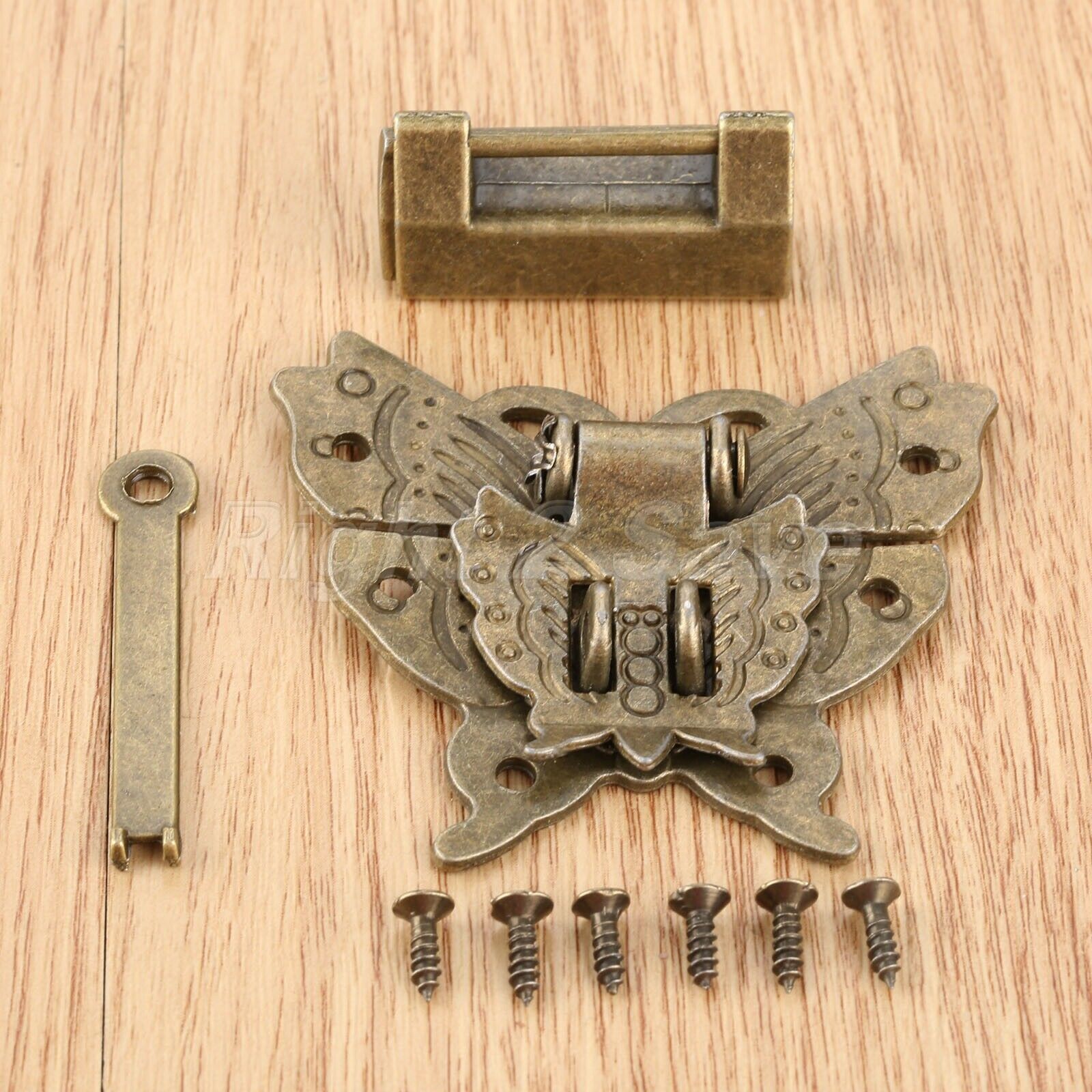 1 Set 60*38*13mm Padlock Lock Key w/ Butterfly Jewelry Box Latch Clasp Hardware