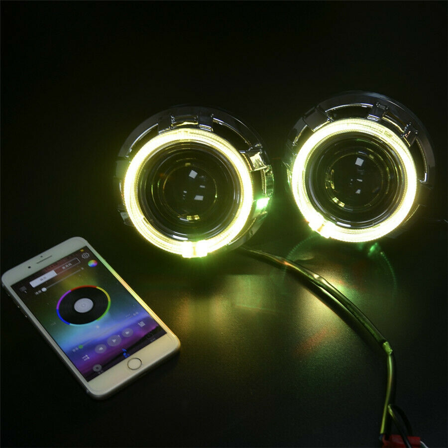 3.0inch h1 Bi xenon hid Projector lens Shrouds RGB app Bluetooth Led angel eyes