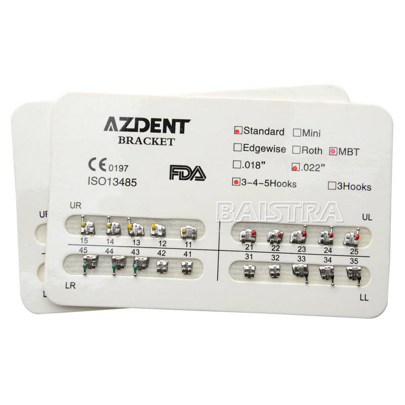 200X Dental Orthodontic Metal Brackets Braces Standard MBT 022 Hooks 3 4 5 FDA