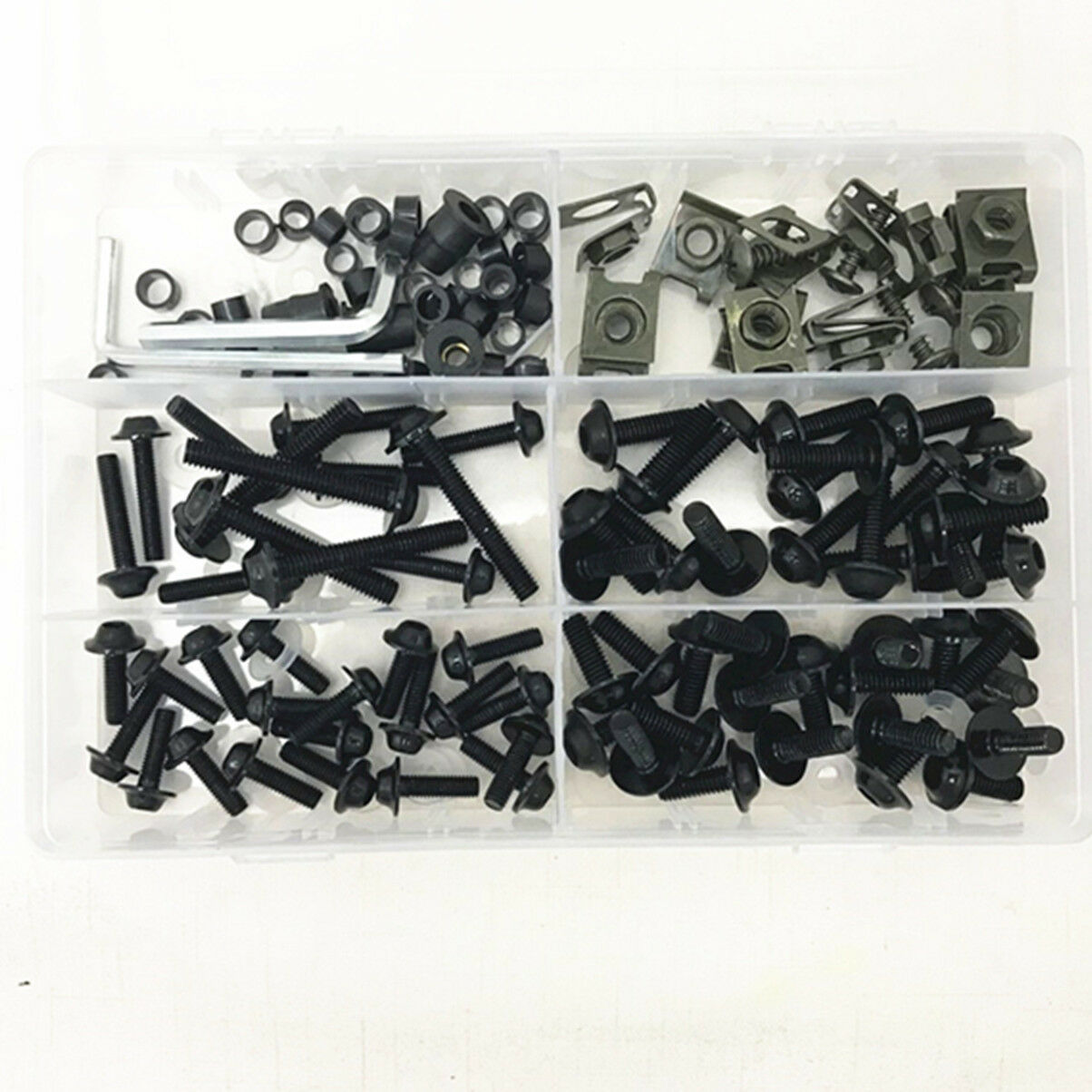Universal Black 177 Pcs Fairing Bolt Kit Bodywork Screws Spire Screw Spring Nuts