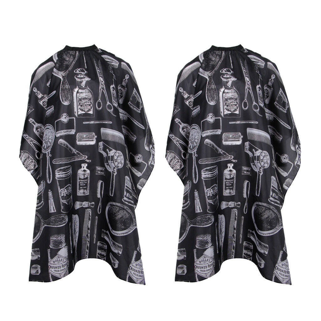 2Pcs Salon Hair Cut Hairdressing Hairdresser Barbers Cape Gown Cloth Waterproof